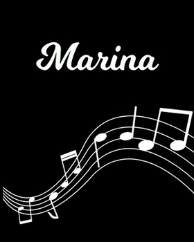 Marina: Sheet Music Note Manuscript Notebook Paper Personalized Custom First Name Initial M Musician Composer Instrument Composition Book 12 Staves a Page Staff Line Notepad Notation Guide Create Comp
