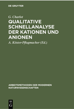 Hardcover Qualitative Schnellanalyse Der Kationen Und Anionen [German] Book