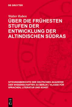 Hardcover Über Die Frühesten Stufen Der Entwicklung Der Altindischen S&#363;dras [German] Book