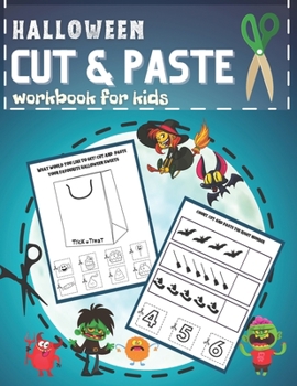 Paperback Halloween Cut & Paste Workbook for Kids: Activity Puzzle Book for Preschool Children Scissor Skills Kids Book