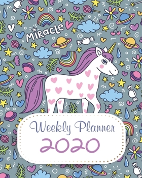 Paperback 2020 Weekly Planner: 12 Month, Weekly Monthly Appointment Calendar, Agenda Schedule Organizer Journal, Purple Unicorn Book