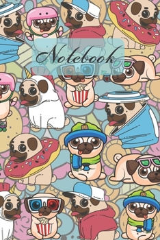 Notebook: Funny Cute Pug Puppy Activity Active - Dogs Diary / Notes / Track / Log / Journal , Book Gifts For Dad Mom Boys Girls Friends Kids Teens 6x9" 120 Pages (Cute Pug Notebook)