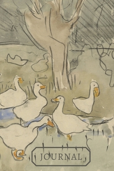 Paperback Journal: Beautiful vintage art of white ducks at a pond. This notebook will be fun to write in or draw in for any duck or anima Book