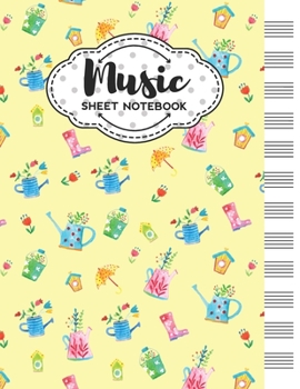 Paperback Music Sheet Notebook: Blank Staff Manuscript Paper with Spring Themed Cover Design Book