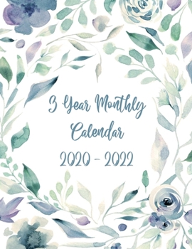 3 Year Monthly Calendar 2020 - 2022