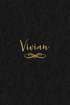 Paperback Vivian: Personalized Journal to Write In - Black Gold Custom Name Line Notebook Book