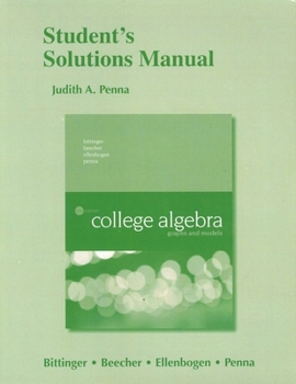 Paperback Student Solutions Manual for College Algebra: Graphs and Models Book