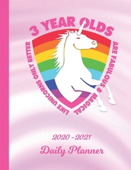 Daily Planner: 3 Year Old 3rd B-Day Pink 1 Year Organizer (12 Months) | 2020 - 2021 Planning | I'm Three Appointment Calendar Schedule | 365 Pages for ... | Plan Each Day, Set Goals & Get Stuff Done