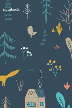 Notebook: Navy Blue Fun Forest Fox Design