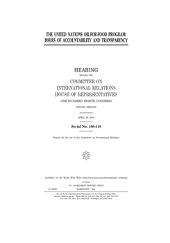 Paperback The United Nations oil-for-food program: issues of accountability and transparency Book