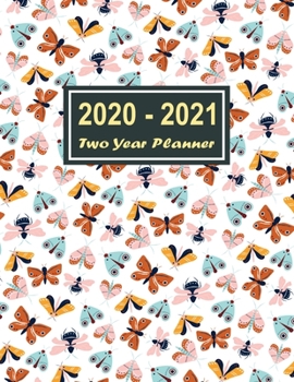 Paperback 2020-2021 Two Year Planner: Pretty Butterfly Two Year Planner, Two Year Calendar 2020-2021, Daily Monthly Planner 2020 Size 8.5 x 11 Inch, Busines Book