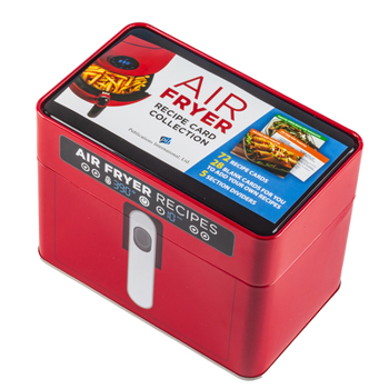 Hardcover Air Fryer Recipes - Recipe Card Collection Tin (Red) - 72 Recipe Cards with Photos + 28 Blank Recipe Cards to Write Your Own Recipes + 5 Tabbed Sectio Book