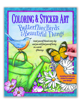 Paperback Coloring & Sticker Art Butterflies, Birds & Beautiful Things Book