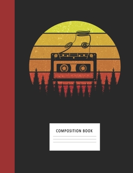 Paperback Composition Book: Cassette Tape 200 Wide Ruled Lined Pages Retro Vintage Sunset Classic Notebook, Writing Pad & Practice Journal - Assig Book