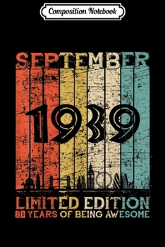 Paperback Composition Notebook: Vintage September 1939 80 Year Old 1939 Birthday Journal/Notebook Blank Lined Ruled 6x9 100 Pages Book