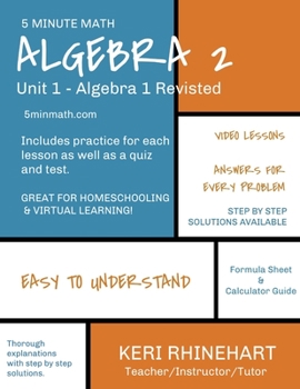 Paperback Algebra 2: Unit 1 - Algebra 1 Revisited: 5 Minute Math Book