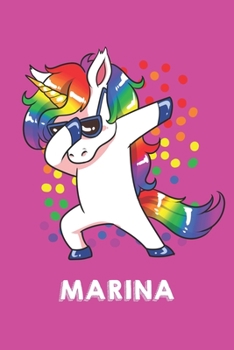 Marina: Personalisiertes Design Notizbuch Einhorn 120 linierte Seiten – Perfekte Geschenkidee für die Schuhe oder Weihnachten mit Vornamen DIN A5 (pink) (German Edition)