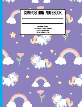 Paperback Composition Notebook College Ruled: Unicorn 100 Pages Book