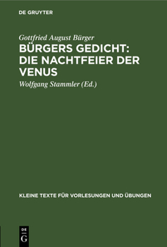 Hardcover Bürgers Gedicht: Die Nachtfeier Der Venus [German] Book