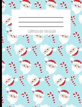 Paperback Composition Notebook: Santa Candy cane Christmas Winter Holiday Baby Blue Journal And Notebook Book