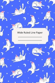 This Sleep Cat Theme Wide Ruled Line Paper