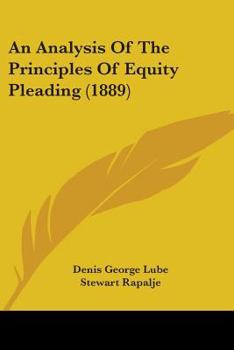 Paperback An Analysis Of The Principles Of Equity Pleading (1889) Book