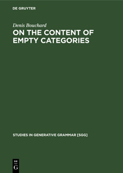 Hardcover On the Content of Empty Categories Book