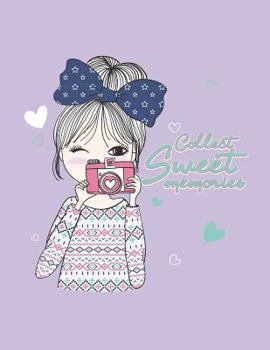 Collect sweet memories: Cute girl on purple cover and Dot Graph Line Sketch pages, Extra large (8.5 x 11) inches, 110 pages, White paper, Sket