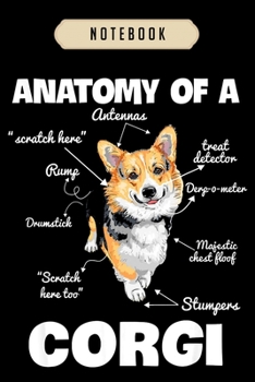 Paperback Notebook: Anatomy of a corgi funny dog lover gift Notebook-6x9(100 pages)Blank Lined Paperback Journal For Student, corgi pups, Book