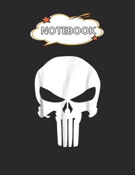 Notebook: Marvel Punisher Classic Skull Symbol Graphic Blank Comic Notebook for Kids Marble Size Blank Journal Composition Blank Pages Rule College ... of 8.5"x11" for Drawing Sketching Doodling