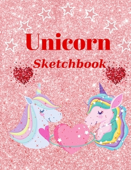 Unicorn Sketchbook: Cute Unicorn On Pink Glitter Effect Background