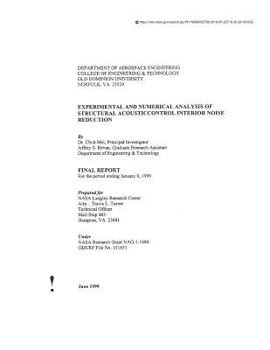 Paperback Experimental and Numerical Analysis of Structural Acousticcontrol Interior Noise Reduction Book