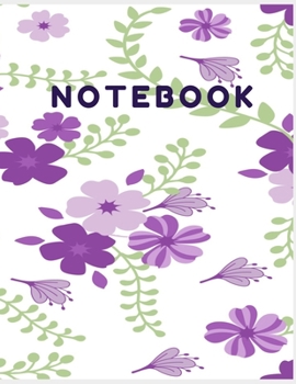 NOTEBOOK: College Ruled Notebook - Purple Flowers Large (8.5 x 11 inches) - 140 Pages