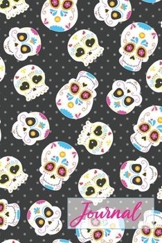 Paperback Journal: 6x9 Lined Journal (Sugar Skulls on Black Background) Book