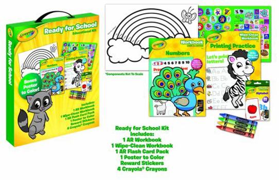 Paperback Crayola Preschool Learning Kit - Ready for School, Ages 3-5, includes Colors and Shapes Workbook, ABC/123 Wipe Clean Workbook, Flashcards, Poster, 24 ... All in a Reusable Travel and Storage Case. Book