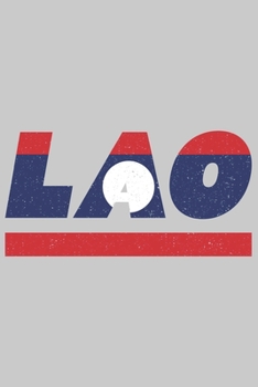 LAO: Laos notebook with lined 120 pages in white. College ruled memo book with the laos flag