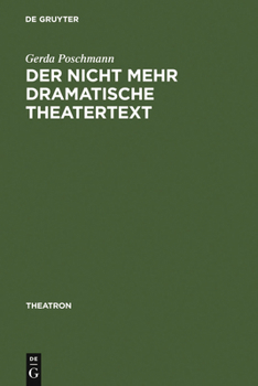 Hardcover Der nicht mehr dramatische Theatertext [German] Book