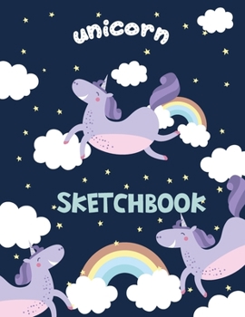 Unicorn Sketchbook: Cute Unicorn Kawaii Sketchbook for Girls with 100+ Pages of 8.5x11 Blank Paper for Drawing, Doodling or Learning to Draw