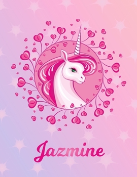 Paperback Jazmine: Unicorn Sheet Music Note Manuscript Notebook Paper - Magical Horse Personalized Letter I Initial Custom First Name Cov Book