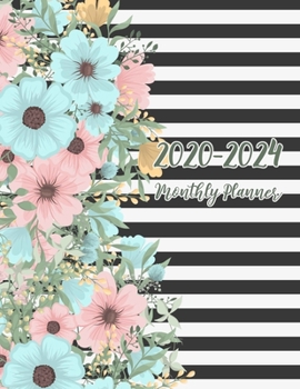 Monthly Planner: Five Year Monthly Calendar and Planner Organizer, 60 Monthly Calendar Schedule Organizer and Hand Lettering Notebook. Floral and Line Background Cover