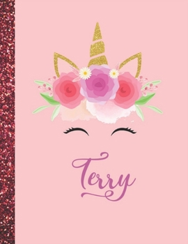 Terry: Terry Marble Size Unicorn SketchBook Personalized White Paper for Girls and Kids to Drawing and Sketching Doodle Taking Note Size 8.5 x 11