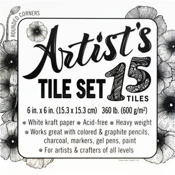 Stationery Artist's Tile Set: White 360 lb Paper Tiles, 30pt, 6x6 inches. Heavyweight Paper for tangles, Patterns, Mandalas, dot Painting and Miniature Drawings. Blank Index Flash Note & Post Cards Book