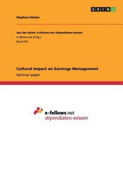 Paperback Cultural Impact on Earnings Management Book