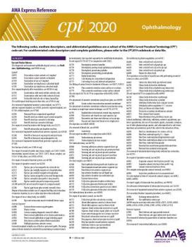 Wall Chart CPT 2020 Express Reference Coding Card: Ophthalmology Book