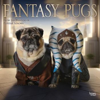 Calendar Fantasy Pugs Official 2025 12 X 24 Inch Monthly Square Wall Calendar Foil Stamped Cover Plastic-Free Book