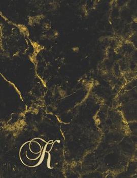 Paperback K: College Ruled Monogrammed Gold Black Marble Large Notebook Book