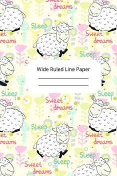 Cute Sleep Sheep Theme Wide Ruled Line Paper