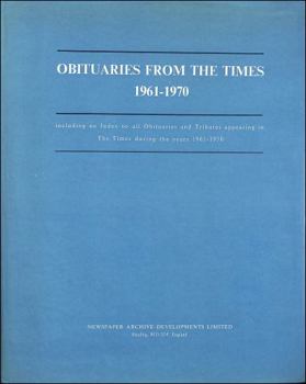 Hardcover Obituaries from the "Times" 1961-1970 Book