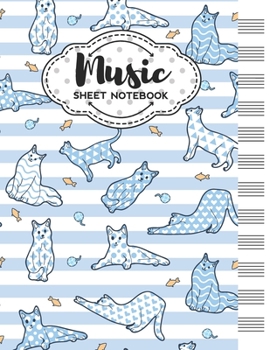 Music Sheet Notebook: Blank Staff Manuscript Paper with Unique Cats Themed Cover Design