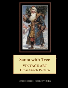 Paperback Santa with Tree: Vintage Art Cross Stitch Pattern [Large Print] Book